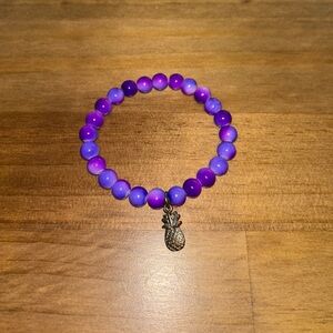 Purple Bracelet with Pineapple Charm